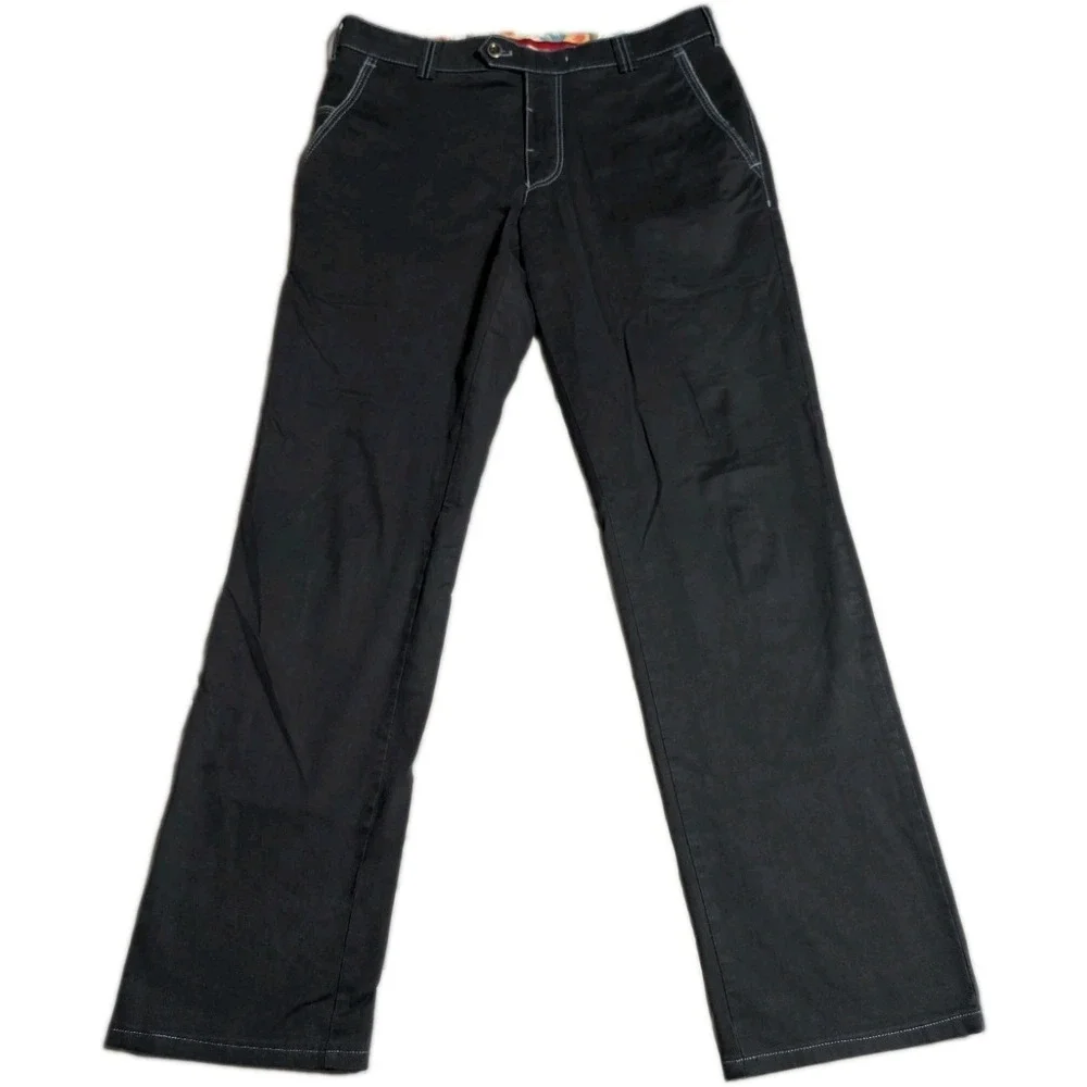 Meyer New York Pants Mens 32x31 Navy Stretch Chinos Contrast Stitch Germany